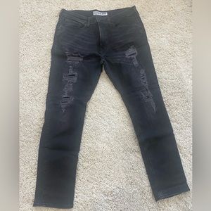 Express Slim Fit Distressed Black Jeans